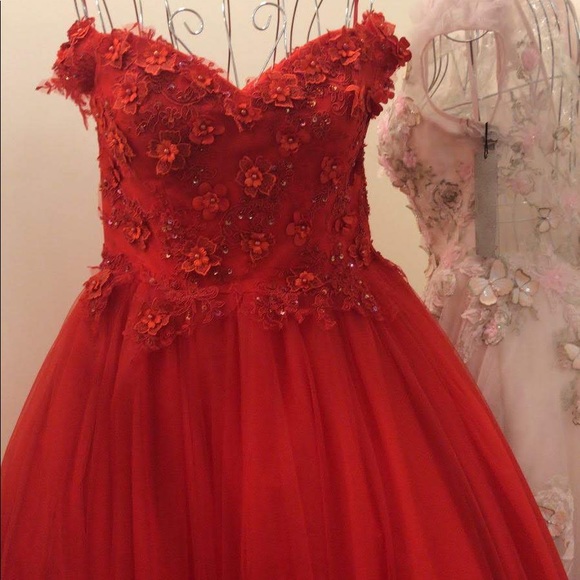 One of a kind Red Ballgown dress - Picture 1 of 3